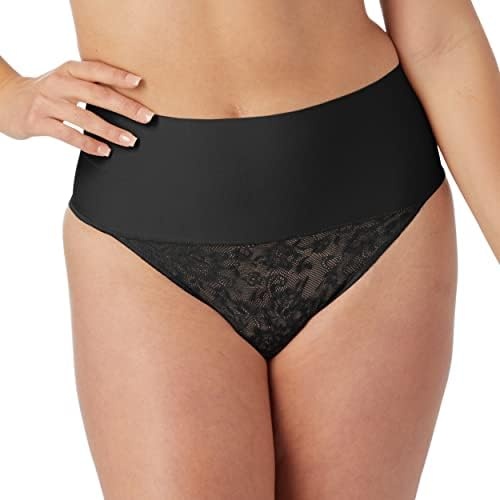 image:imageMaidenform womens Tame Your Tummy Lace Thong Panties Firm Control Shapewear Thong Cool ComfortBlack Lace