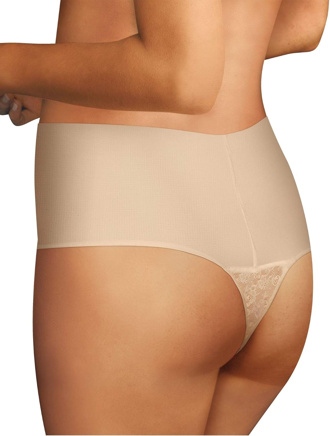 image:imageMaidenform womens Tame Your Tummy Lace Thong Panties Firm Control Shapewear Thong Cool ComfortSilver Filigree Swing Lace