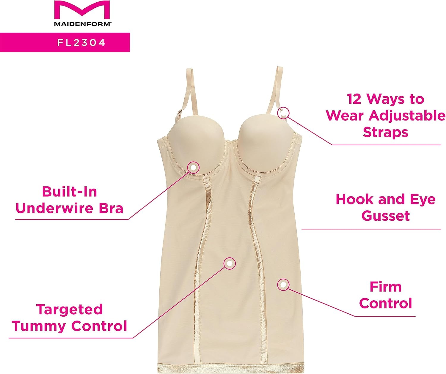 image:imageWomens Convertible Slip With Built In Bra amp AntiStatic Fajas Shapewear FL2304Black