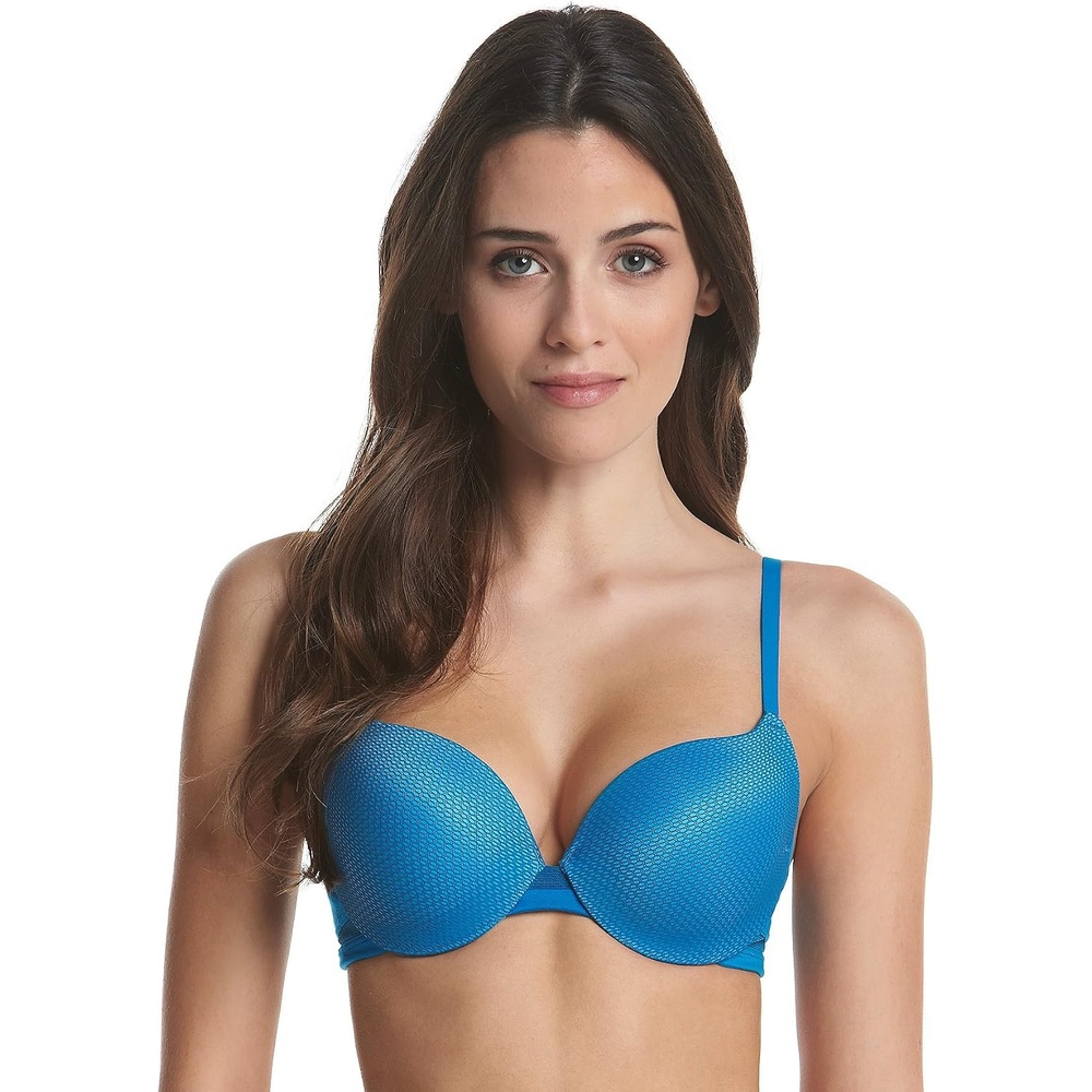 image:imageMaidenform Underwire Demi Bra Best PushUp Bra with Wonderbra Technology Smoothing LaceTrim Bra with PushUp CupsGround BlueMake a Splash Blue Combo