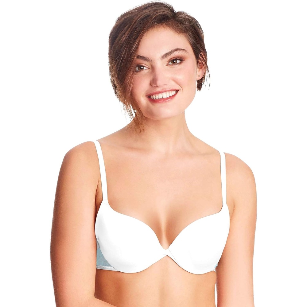 image:imageMaidenform Underwire Demi Bra Best PushUp Bra with Wonderbra Technology Smoothing LaceTrim Bra with PushUp CupsWhiteBlue Whimsy