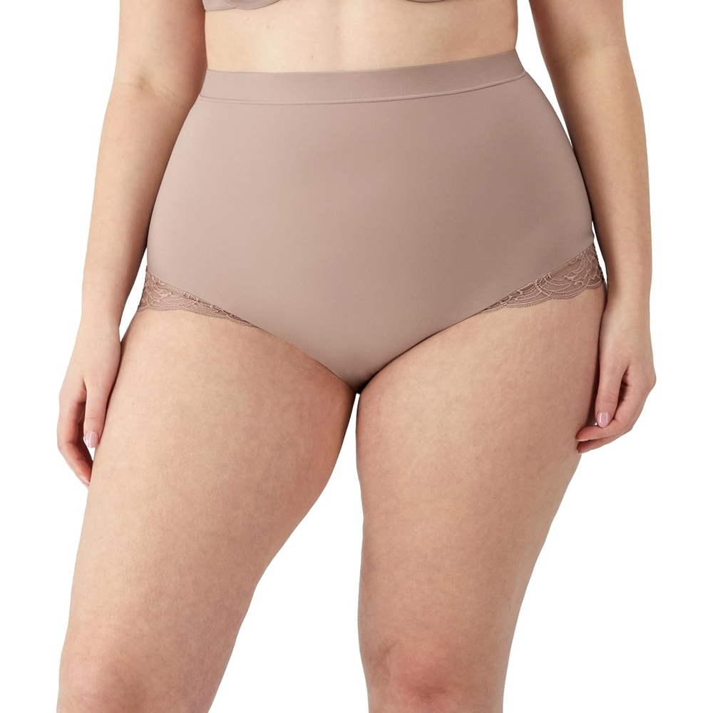 image:imageMaidenform Womens Eco Lace Firm Control Shaping Brief Moisturewicking Midbrief ShapewearEvening Blush