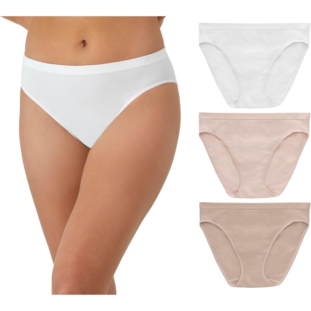 image:imageMaidenform Womens M Seamless Bikini Midrise Bikini Panty Seamless Underwear for Women 3packWhiteSandshellEvening Blush