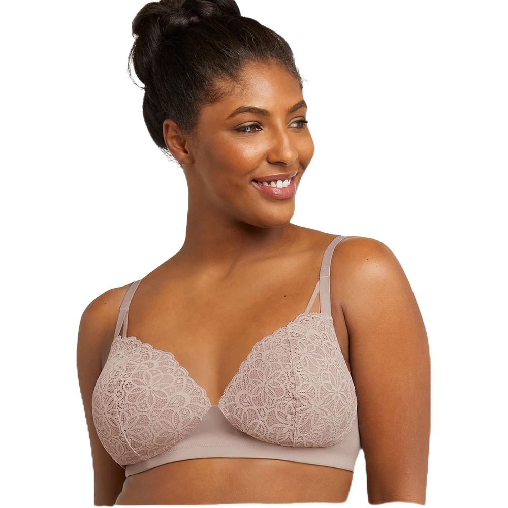 image:imageMaidenform Womens M Soft Support Wireless Bralette Soft Convertible Bra with LaceEvening Blush