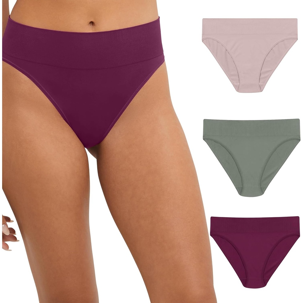image:imageMaidenform Womens M Underwear Seamless HiCut Bikini Panties HighLeg Underwear for Women 3PackEvening BlushPewter GreenAutumn Orchid