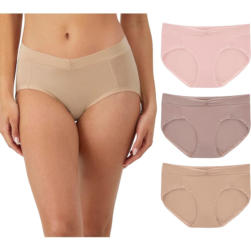 image:imageMaidenform Womens Microfiber Bikini Underwear Midrise Bikini Panties 3packAlmondEvening BlushPretty Blush