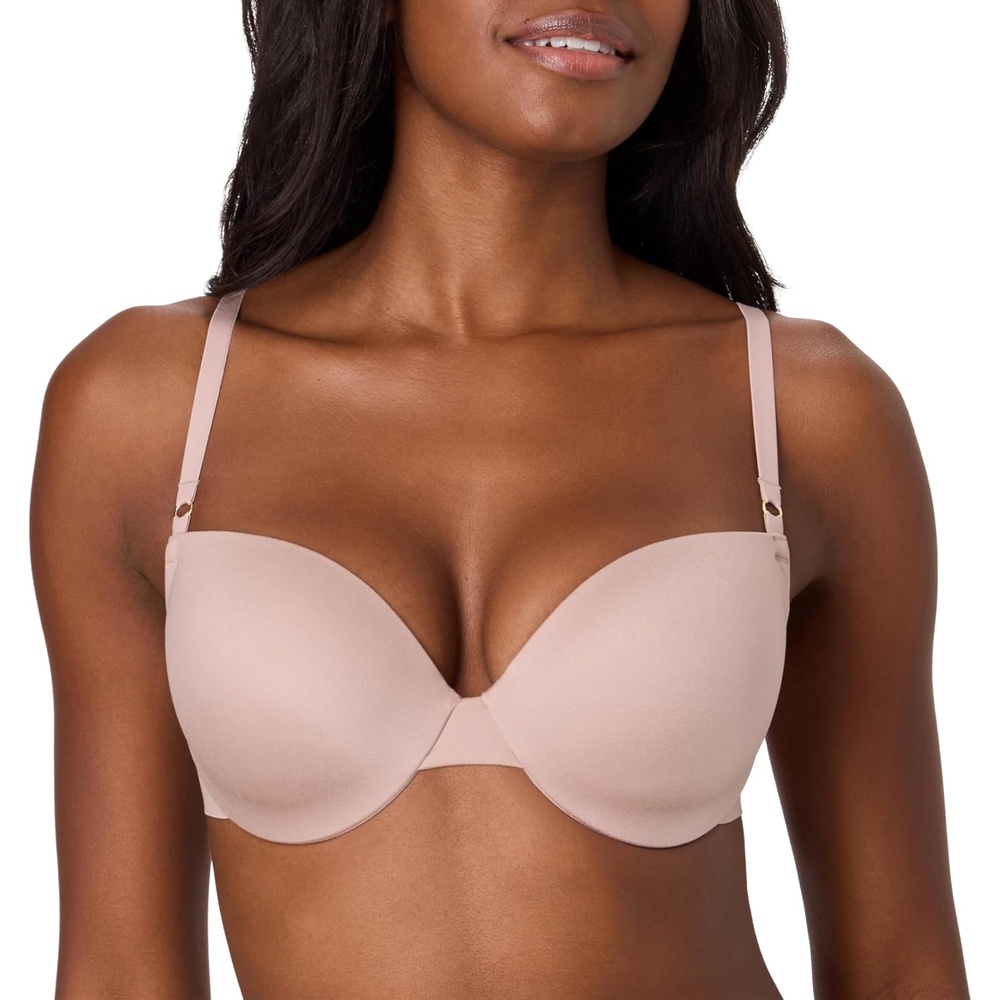 image:imageMaidenform Womens Pushup Bra Comfortable Underwire Lace Bras for Women Sexy Lace Natural Lift Adjustable StrapsEvening Blush