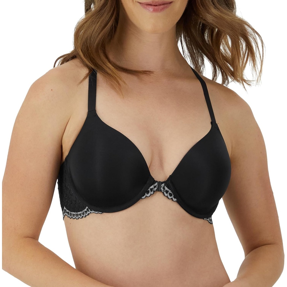 image:imageMaidenform Womens Racerback Bra with Shaping amp Support One Fab Fit Underwire Bras for Women Lightly Lined Front CloseBlackEiffel Grey
