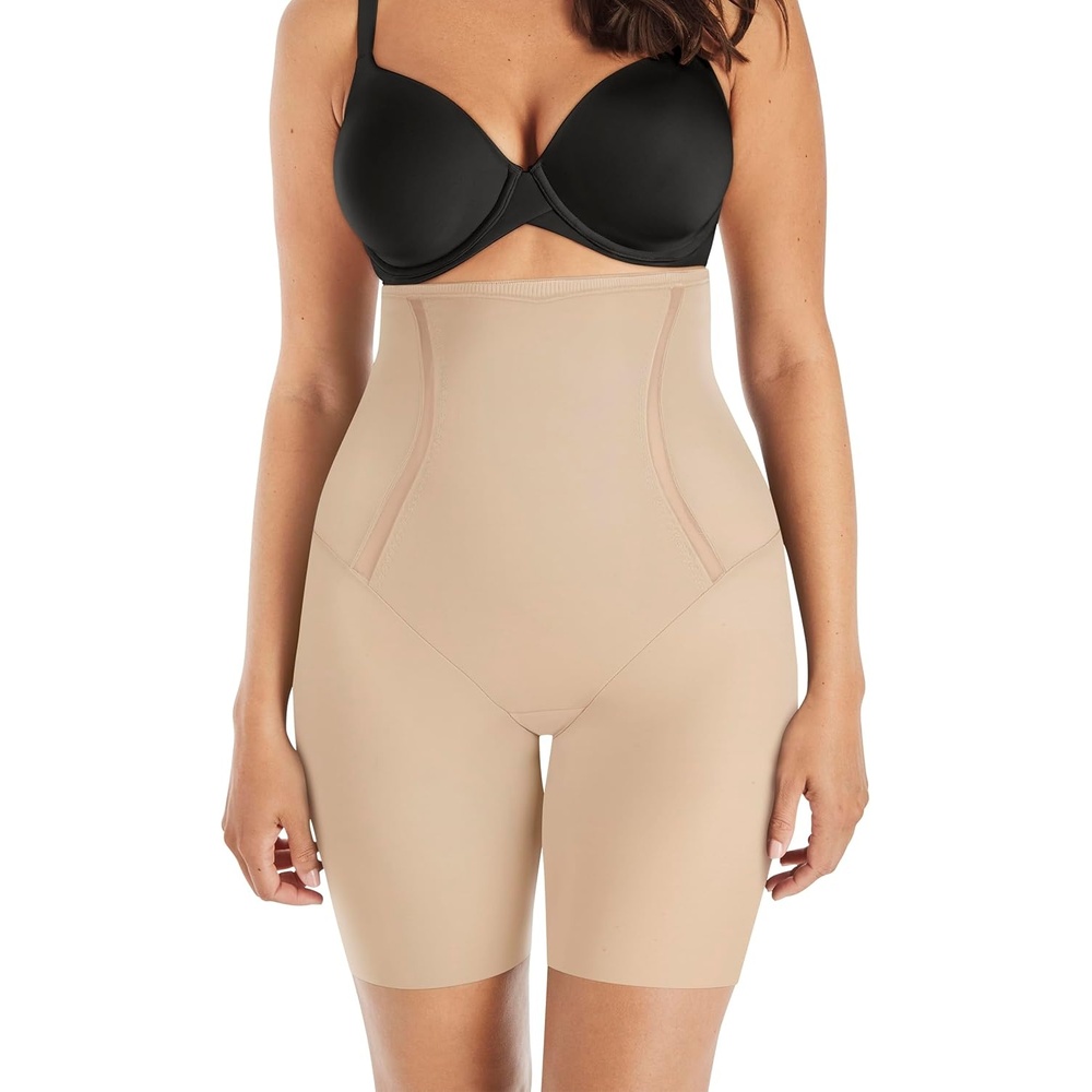 image:imageMaidenform Womens Shapewear Highwaist Thigh Slimmer Tummy Control Thigh Slimmer Firm Control Shapewear for WomenLatte Lift
