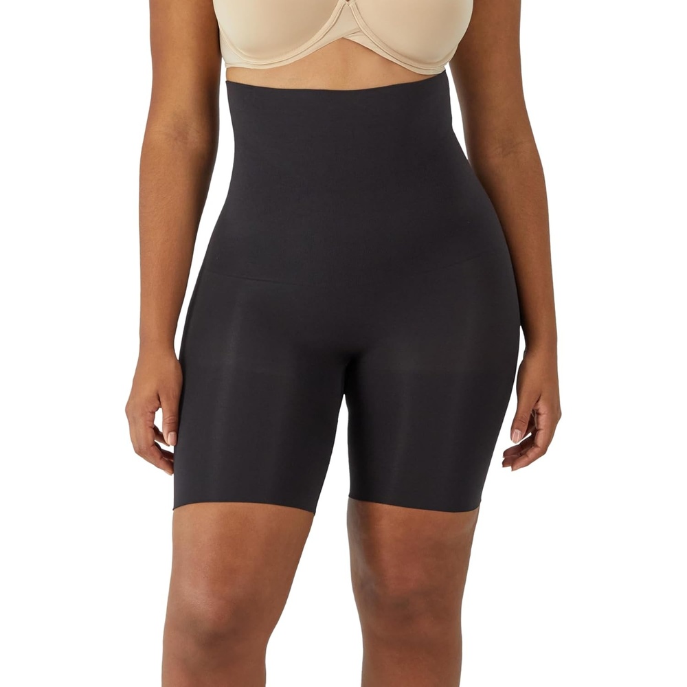 image:imageMaidenform Womens Shapewear Highwaist Thigh Slimmer Tummy Control Thigh Slimmer Seamless Short Firm Control ShapewearBlack