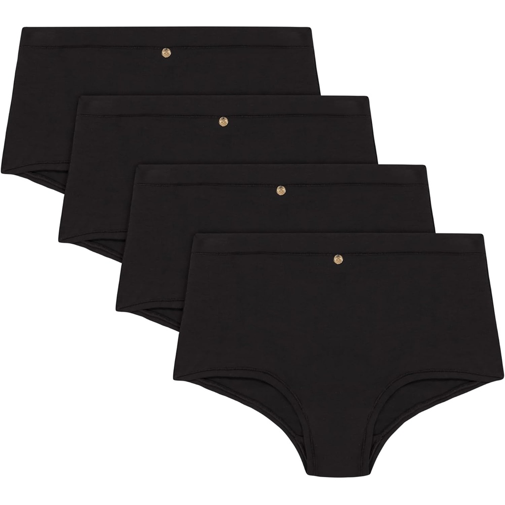 image:imageMaidenform Womens Underwear Boy Shorts 4pack Boy Short Panties for Women Midrise Panty MicrofiberBlackBlackBlackBlack