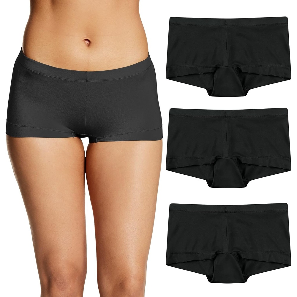image:imageMaidenform Womens Underwear Boy Shorts Pack 3Pack Microfiber Boy short Underwear Women Pack Coverage Panties for WomenBlackBlackBlack