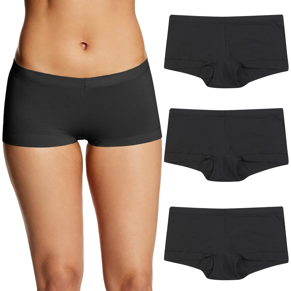 image:imageMaidenform Womens Underwear Boy Shorts Pack 3Pack Stretch Cotton Underwear Women Pack Comfy Boy short Panties for WomenBlackBlackBlack
