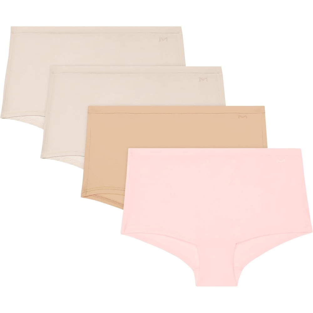 image:imageMaidenform Womens Underwear Boyshort 4pack Midrise Full Coverage Microfiber Stretch Buttery Soft Underwear PackBeige BisqueBeige BisqueBallerina SlipperDeep Glow