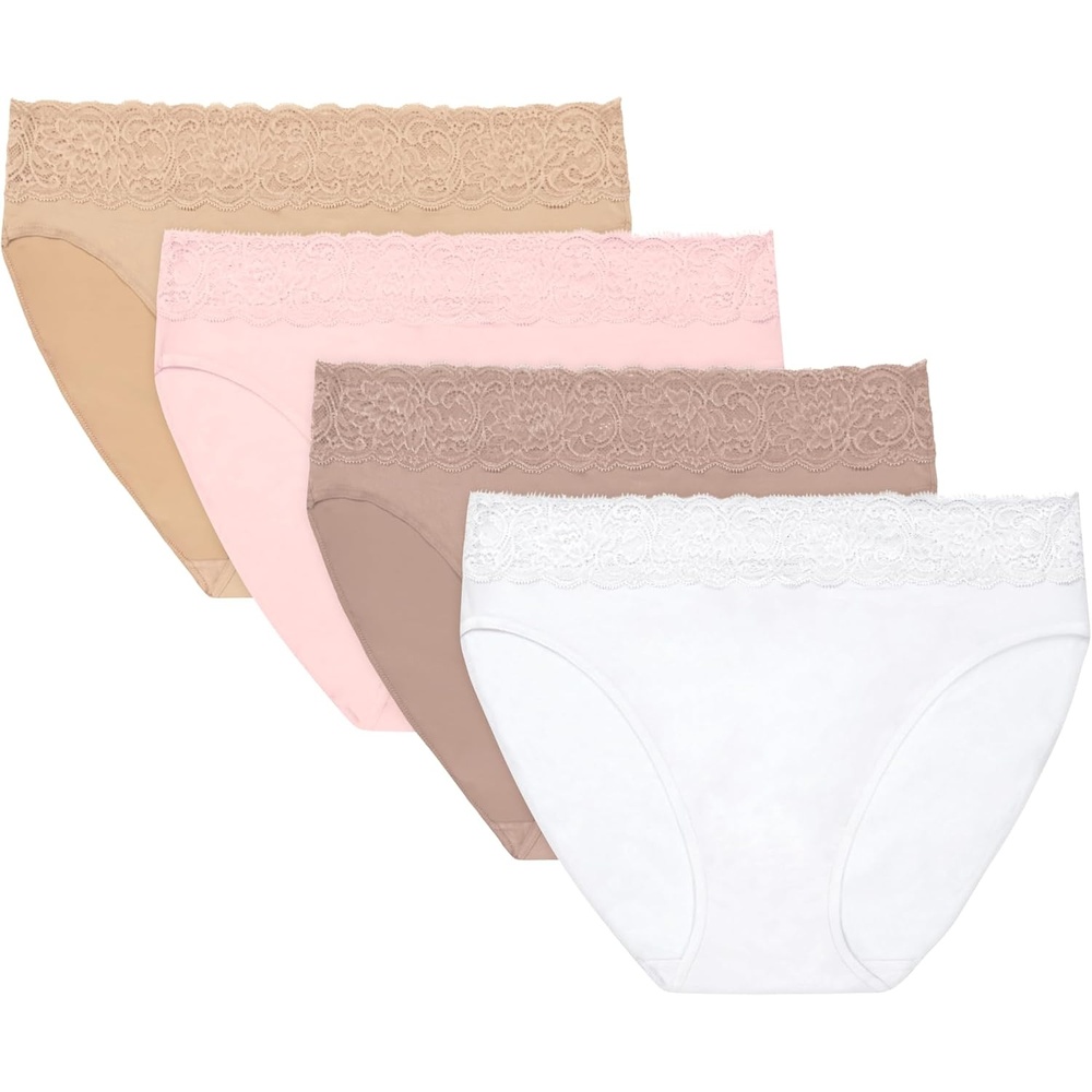 image:imageMaidenform Womens Underwear Briefs 4pack Soft Brief Panties for Women Highrise Panty LaceBallerina SlipperDeep GlowEvening BlushWhite