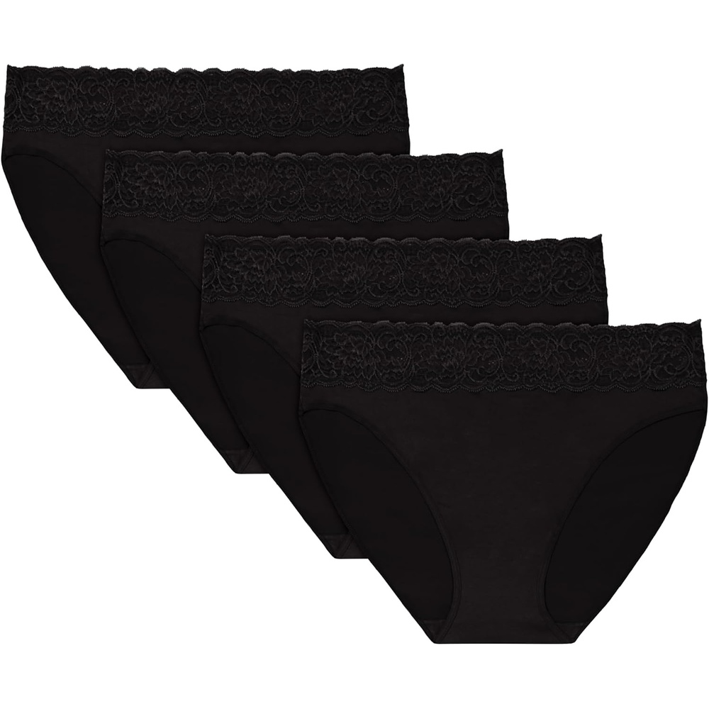 image:imageMaidenform Womens Underwear Briefs 4pack Soft Brief Panties for Women Highrise Panty LaceBlackBlackBlackBlack
