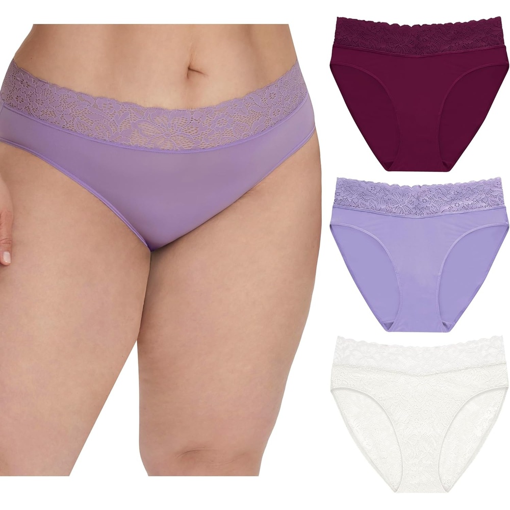 image:imageMaidenform Womens Underwear Hicut Panties Stretch Lace Highleg Underwear for Women 3packAutumn OrchidSalty PurpleWhite Lace