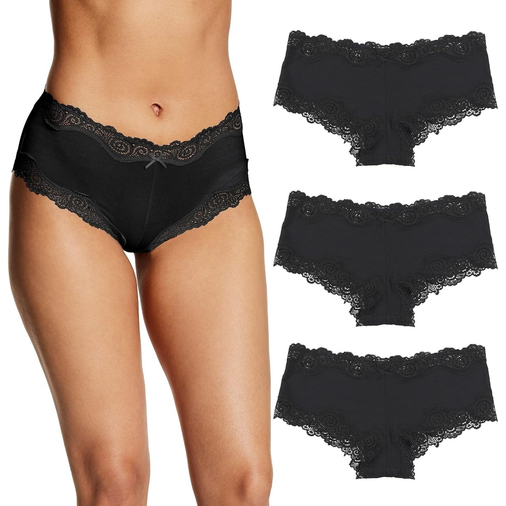 image:imageMaidenform Womens Underwear Pack wLowRise 3Pack Cheeky Lace Underwear Women Pack Comfortable Lace Panties for WomenBlackBlackBlack