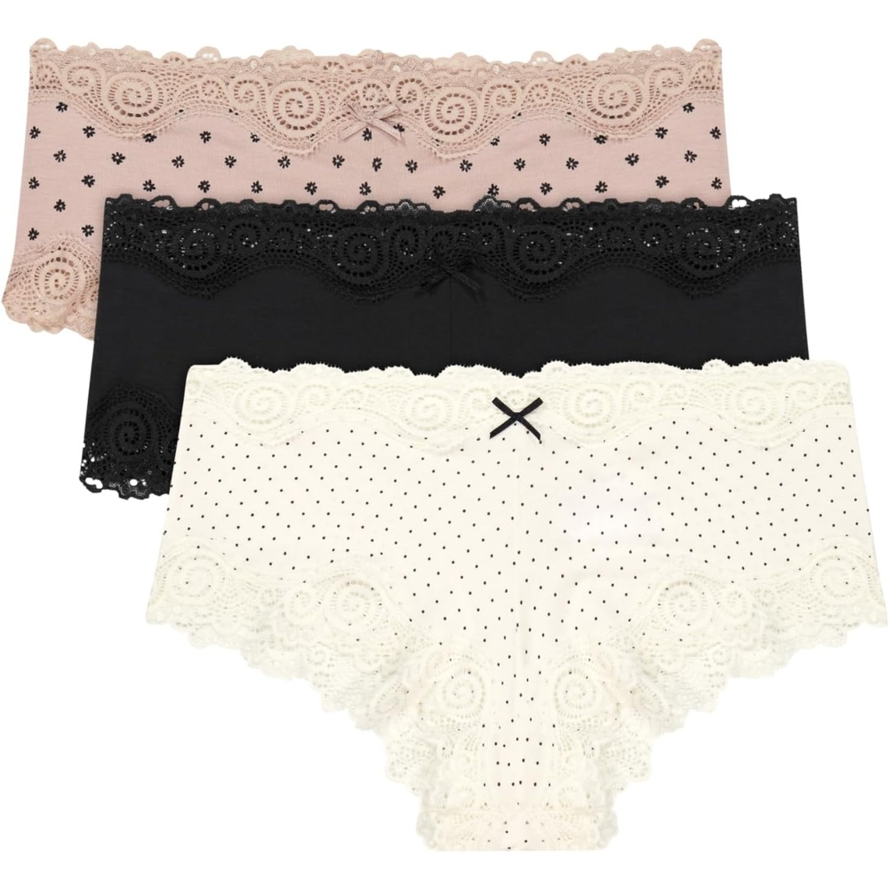 image:imageMaidenform Womens Underwear Pack wLowRise 3Pack Cheeky Lace Underwear Women Pack Comfortable Lace Panties for WomenPeal Pin DotBlackEvening Blush Dot