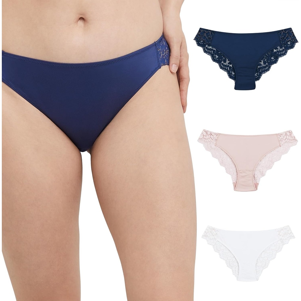 image:imageMaidenform Womens Underwear Tangas Pack 3Pack Lace Tanga Underwear Women Pack Cheeky Smooth amp Soft Panties for WomenNavy Rose GoldSandshell RgWhite Rg