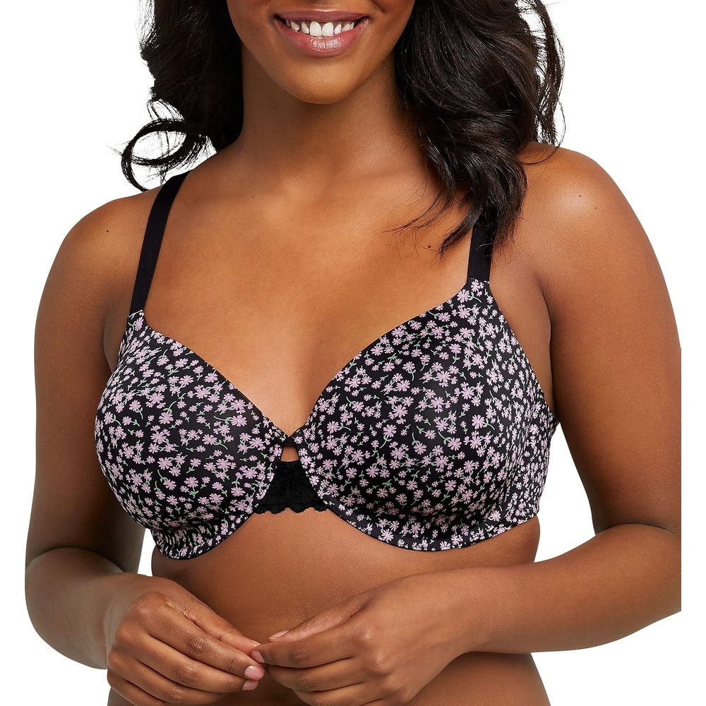 image:imageMaidenform womens One Fab Fit Underwire Bra Microfiber Tshirt Bra Convertible Retired ColorsSlinky Daisy PrintBlack