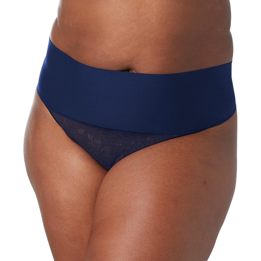 image:imageMaidenform womens Tame Your Tummy Lace Thong Panties Firm Control Shapewear Thong Cool ComfortNavy Lace