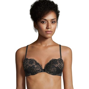 image:imageMaidenform Underwire Demi Bra Best PushUp Bra with Wonderbra Technology Smoothing LaceTrim Bra with PushUp CupsBlack W Gold