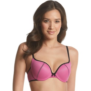 image:imageMaidenform Underwire Demi Bra Best PushUp Bra with Wonderbra Technology Smoothing LaceTrim Bra with PushUp CupsFuchsia FeatherBlack Combo