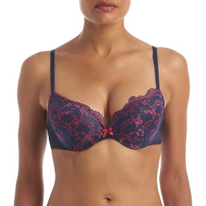 image:imageMaidenform Underwire Demi Bra Best PushUp Bra with Wonderbra Technology Smoothing LaceTrim Bra with PushUp CupsNavyDestiny Pink Combo
