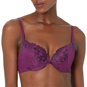 image:imageMaidenform Underwire Demi Bra Best PushUp Bra with Wonderbra Technology Smoothing LaceTrim Bra with PushUp CupsVenetian PurpleBlack