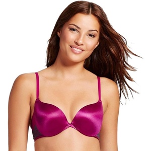 image:imageMaidenform Underwire Demi Bra Best PushUp Bra with Wonderbra Technology Smoothing LaceTrim Bra with PushUp CupsVenture PinkRising Smoke
