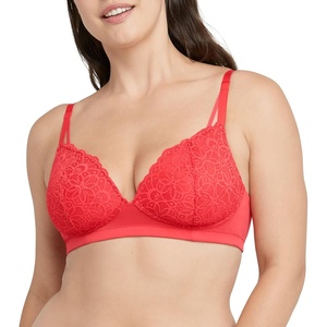 image:imageMaidenform Womens M Soft Support Wireless Bralette Soft Convertible Bra with LaceRed Stone