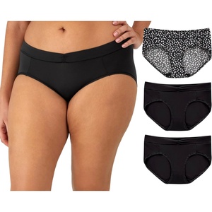 image:imageMaidenform Womens Microfiber Bikini Underwear Midrise Bikini Panties 3packBlackBlackBlack Moon Dot Print