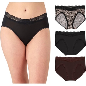 image:imageMaidenform Womens Microfiber Bikini Underwear Midrise Bikini Panties 3packJust Brown LaceBlack LaceBlack Animal Print