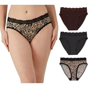 image:imageMaidenform Womens Microfiber High Leg Underwear Highrise Tailored High Leg Panties 3packJust Brown LaceBlack LaceBlack Animal Print
