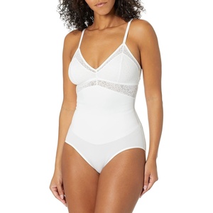 image:imageMaidenform Womens Shapewear Tame Your Tummy Lace Shapewear Firm Tummy Control Wireless Shapewear BodysuitWhite Lace
