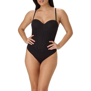 image:imageMaidenform Womens Tummy Shaping Thong Bodysuit Multiway Thong Shaper Firm ControlBlack