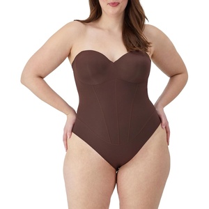image:imageMaidenform Womens Tummy Shaping Thong Bodysuit Multiway Thong Shaper Firm ControlJust Brown