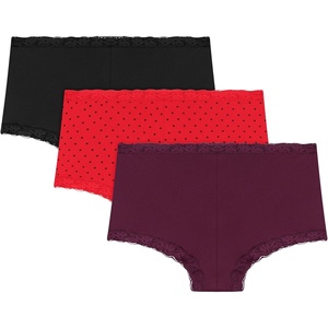 image:imageMaidenform Womens Underwear Boy Shorts Pack 3Pack Microfiber Boy shorts Underwear Women Pack Lace Panties for WomenBlackHeart PrintWhite