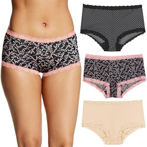 image:imageMaidenform Womens Underwear Boy Shorts Pack 3Pack Microfiber Boy shorts Underwear Women Pack Lace Panties for WomenGeo SnowCherry BlossomLatte Lift
