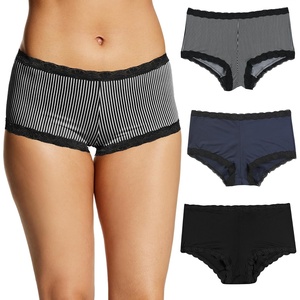 image:imageMaidenform Womens Underwear Boy Shorts Pack 3Pack Microfiber Boy shorts Underwear Women Pack Lace Panties for WomenStripeNavy BlackBlack