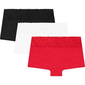 image:imageMaidenform Womens Underwear Boy Shorts Pack 3Pack Stretch Cotton Underwear Women Pack Comfy Boy short Panties for WomenBlackHeart PrintWhite