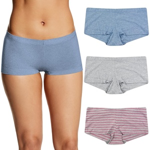 image:imageMaidenform Womens Underwear Boy Shorts Pack 3Pack Stretch Cotton Underwear Women Pack Comfy Boy short Panties for WomenBlue Denim HthrGrey HthrPink Stripe