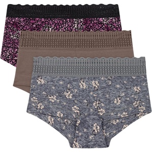 image:imageMaidenform Womens Underwear Boy Shorts Pack 3Pack Stretch Cotton Underwear Women Pack Comfy Boy short Panties for WomenSparrow BrownPink OmbreFloral