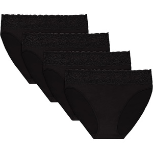 image:imageMaidenform Womens Underwear Briefs 4pack Soft Brief Panties for Women Highrise Panty LaceBlackBlackBlackBlack