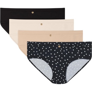 image:imageMaidenform Womens Underwear Hipster Pack 4Pack Viscose from Bamboo Underwear for Women LowRise PantiesBeigeAlmondBlack HeartBlack