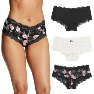 image:imageMaidenform Womens Underwear Pack wLowRise 3Pack Cheeky Lace Underwear Women Pack Comfortable Lace Panties for WomenBlackPearl Dot PrintOil Flower Black