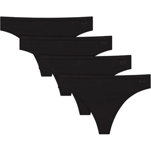 image:imageMaidenform Womens Underwear Thong 4Pack Barely There MidRise Buttery Soft Thong Stretch Underwear PackBlackBlackBlackBlack