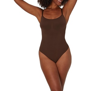 image:imageMaidenform womens Seamless Shapewear Tummy Control Thong Bodysuit Firm Control Thong Body ShaperJust Brown