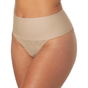 image:imageMaidenform womens Tame Your Tummy Lace Thong Panties Firm Control Shapewear Thong Cool ComfortBeige Swing Lace